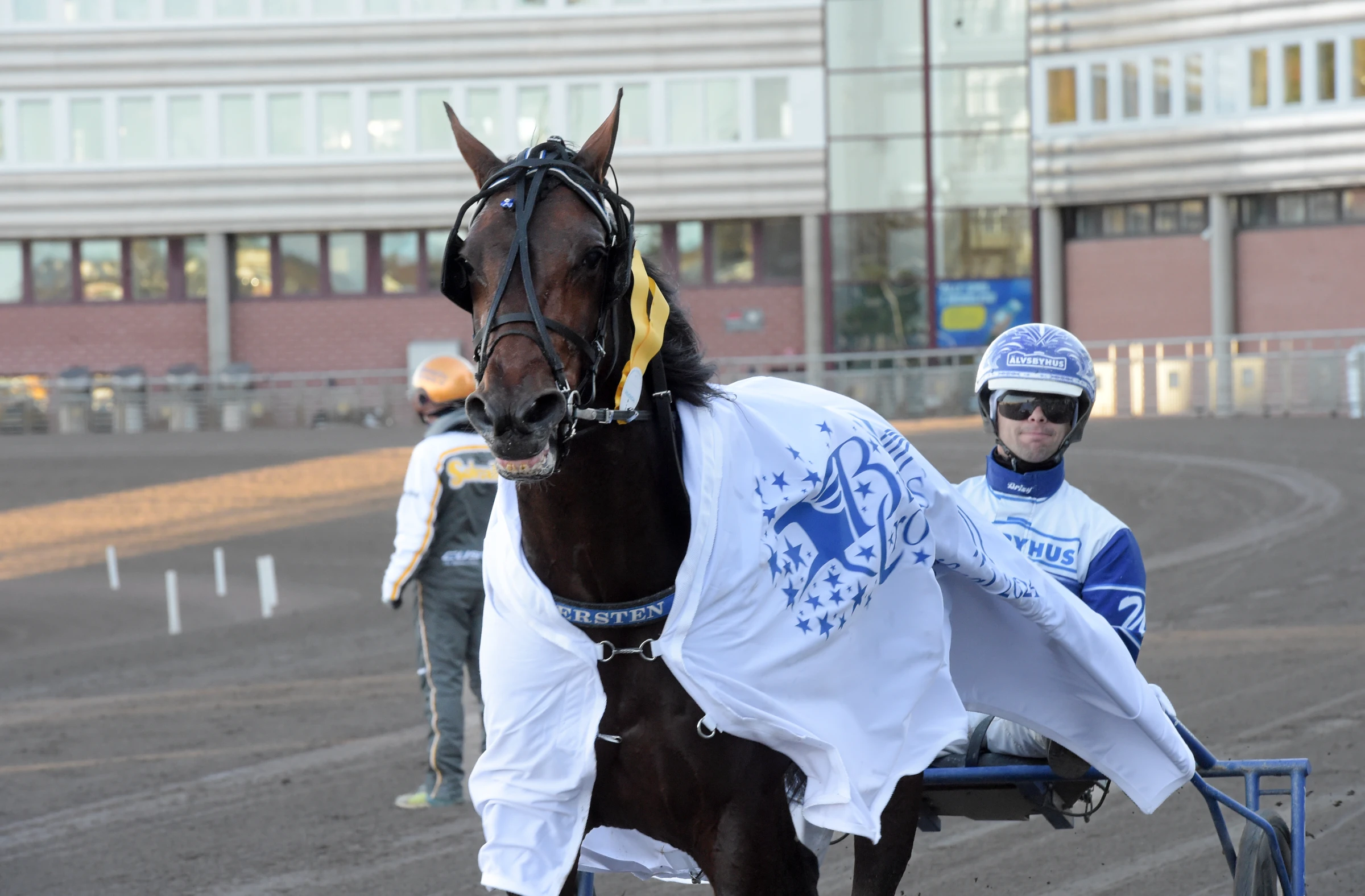 Bullet the BlueSky segerdefilerar tillsammans med Daniel Wäjersten. Foto: Lars Jakobsson, TR Bild