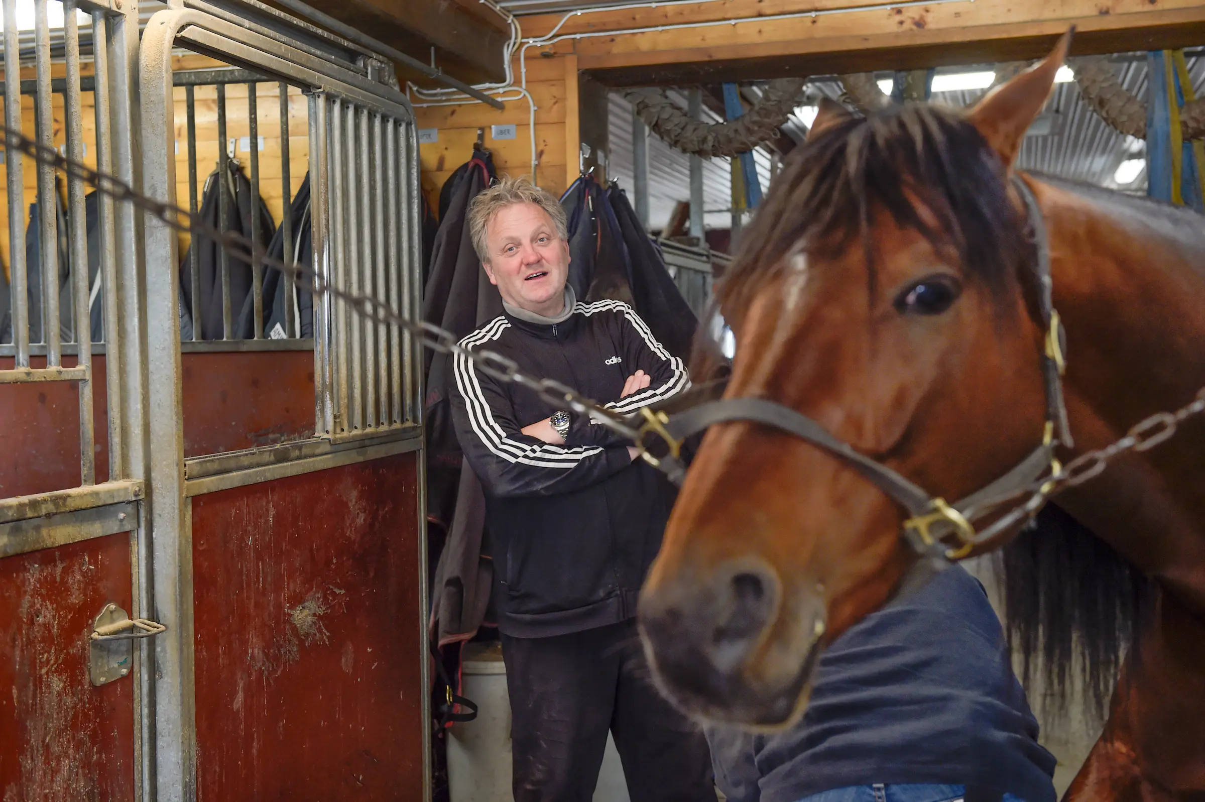 Håkan Arvidsson tillsammans med San Moteur hemma på gården i värmländska Kil (arkivbild) Foto: Lars Jakobsson, TR Bild